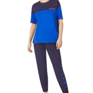 Dkny Colorblocked Sleep T-Shirt & Cropped Jogger P